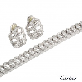 Cartier C de Cartier Diamond Bracelet and Hoop Earrings